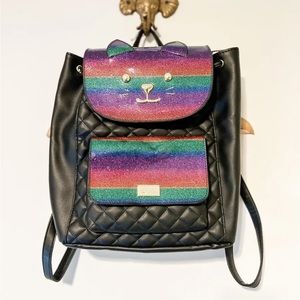 Betsey Johnson Black & Rainbow Cat Backpack